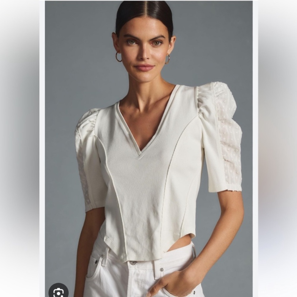 Anthropologie Puffer Sleeve Blouse top